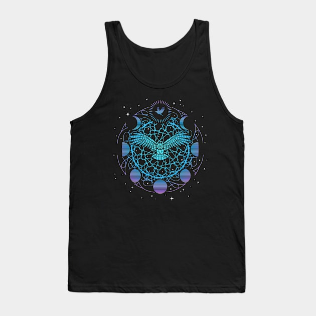 Moon Phases Flying Owl Tank Top by Dragonbudgie